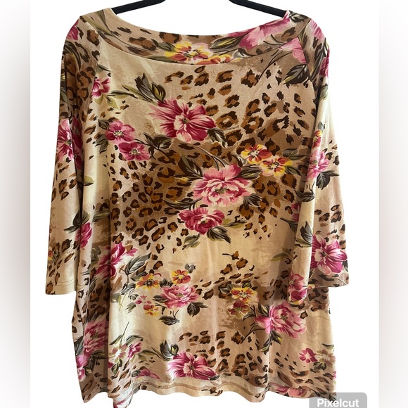 NWT Bundle of Joy Plus Size Maternity Top Size 2X Beaded Floral Animal Print - Picture 2 of 7